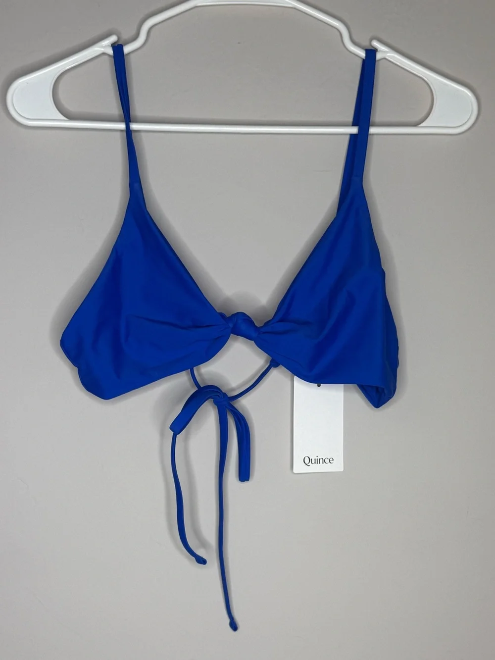 Quince Italian Knotted Triangle bikini top in electric blue NWT Large